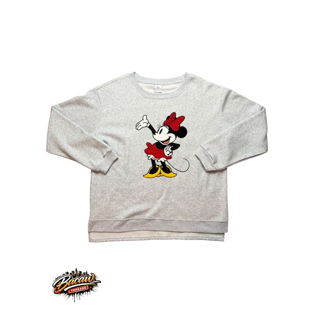 Disney Minnie Mouse Chenille Patch Sweatshirt Grey Heather XXL IESJCJ7-2L98